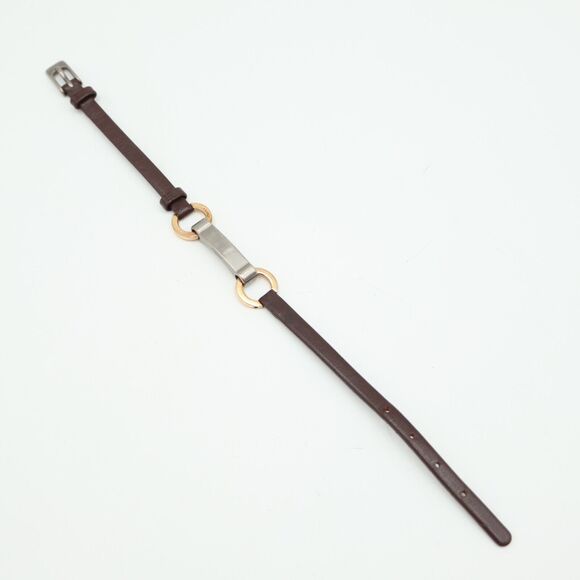 Boccia Titanium Link Bracelet Brown Leather Strap - Picture 7 of 12